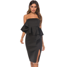 Summer Party Sexy Black Ruffles Off Shoulder Night Club Dresses 2019